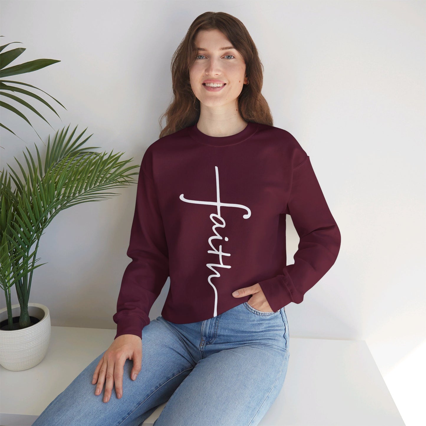 Faith Cross Unisex Heavy Blend™ Crewneck Sweatshirt