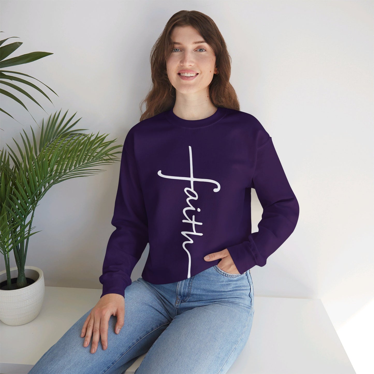 Faith Cross Unisex Heavy Blend™ Crewneck Sweatshirt