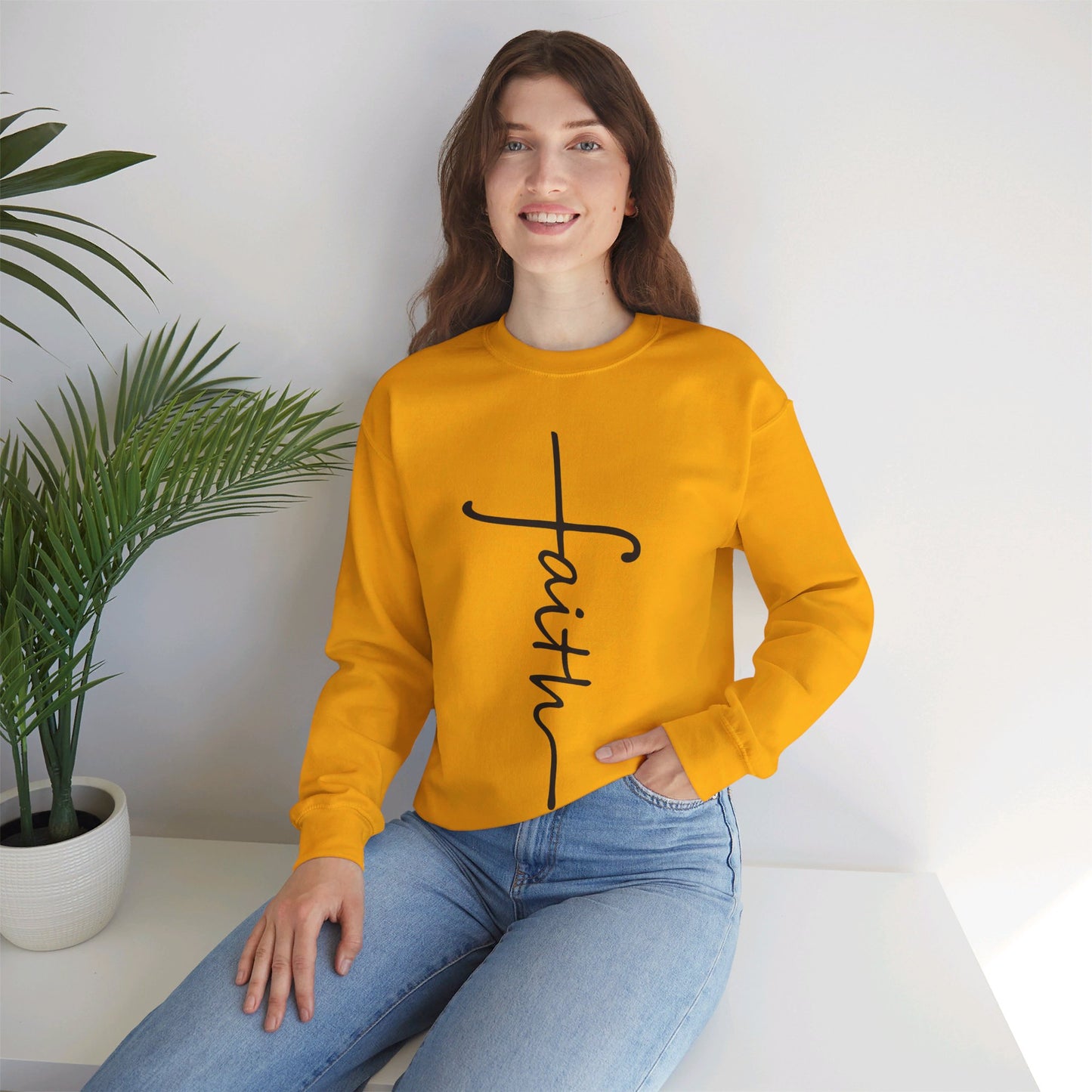 Faith Cross Unisex Heavy Blend™ Crewneck Sweatshirt