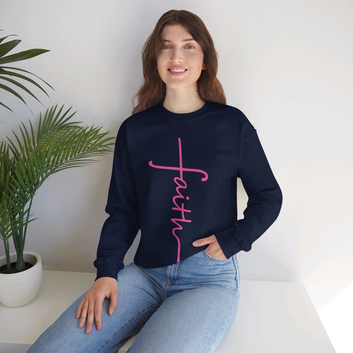Faith Cross Unisex Heavy Blend™ Crewneck Sweatshirt