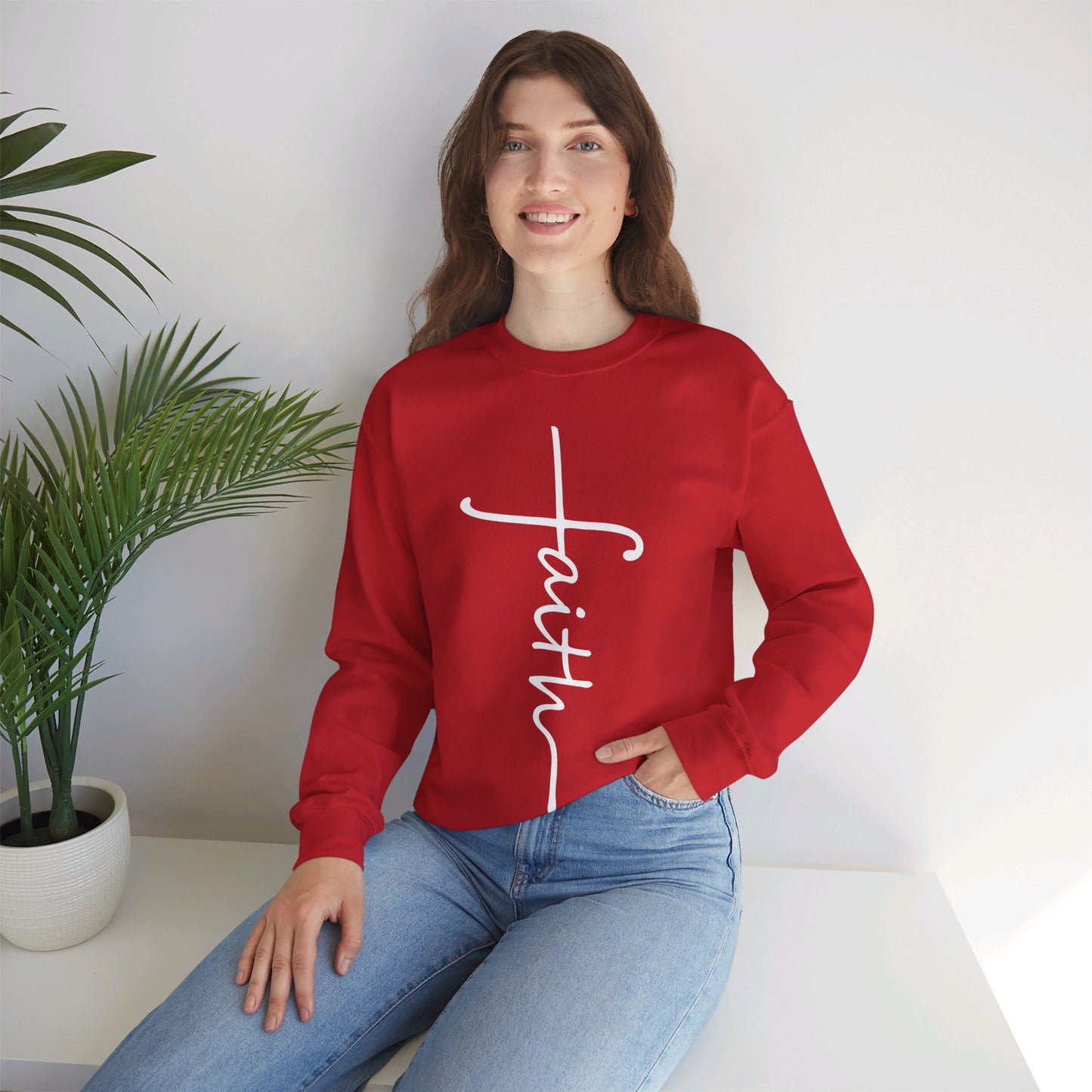 Faith Cross Unisex Heavy Blend™ Crewneck Sweatshirt