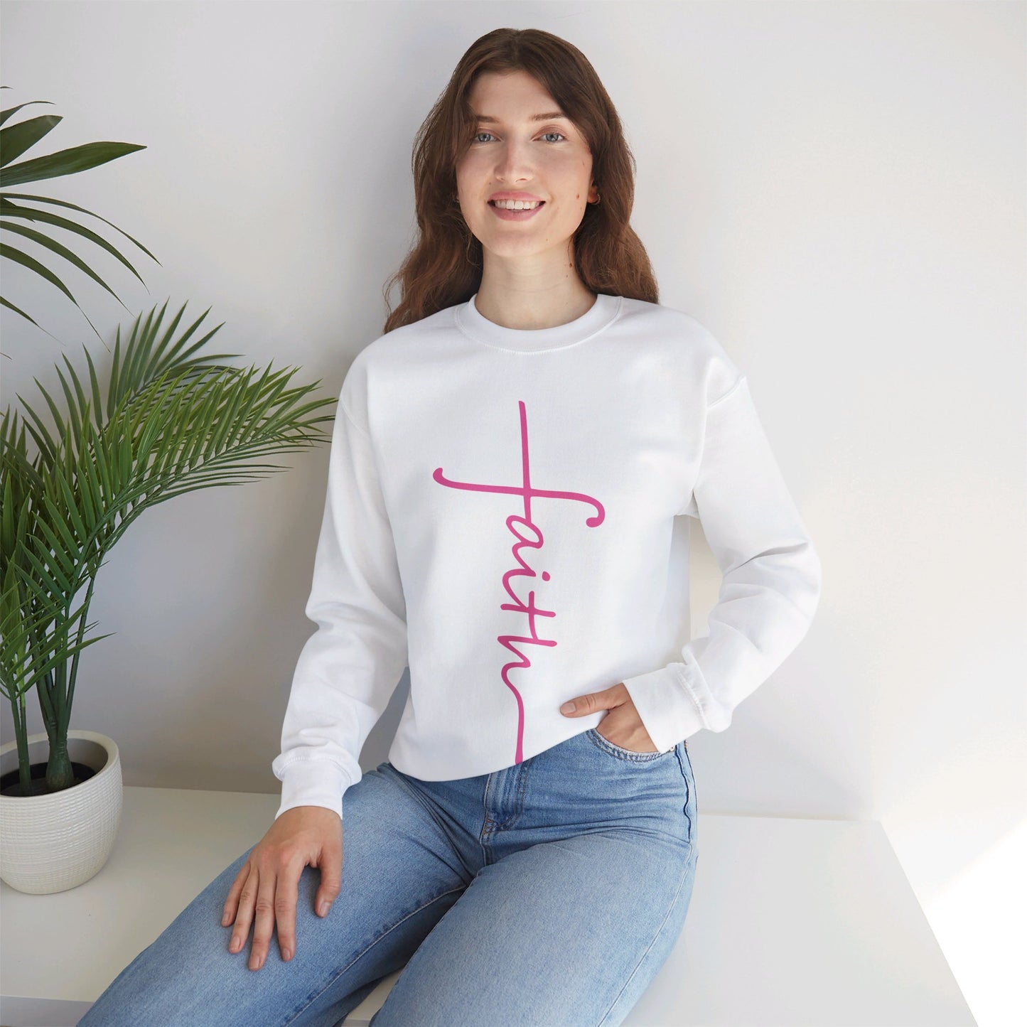 Faith Cross Unisex Heavy Blend™ Crewneck Sweatshirt