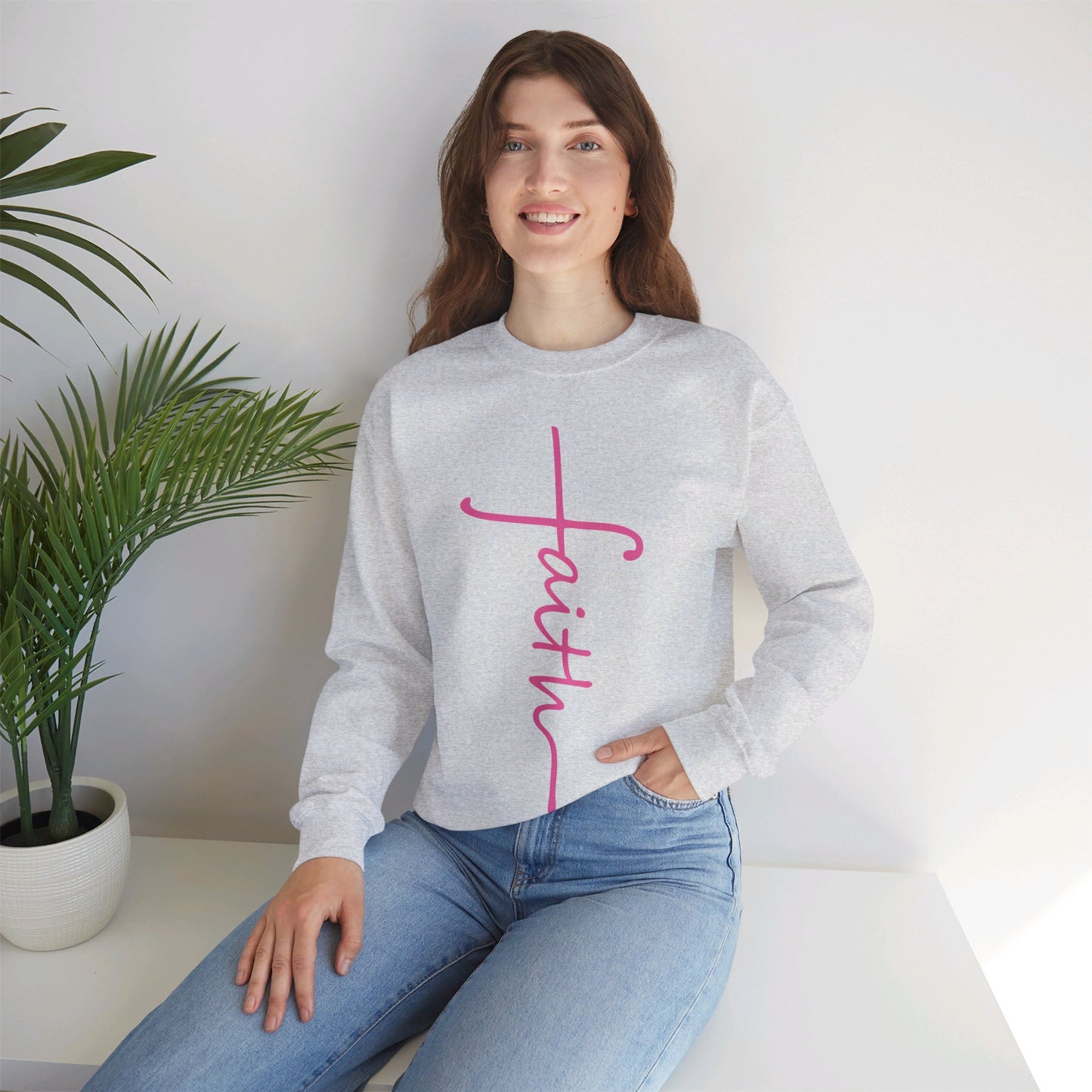 Faith Cross Unisex Heavy Blend™ Crewneck Sweatshirt