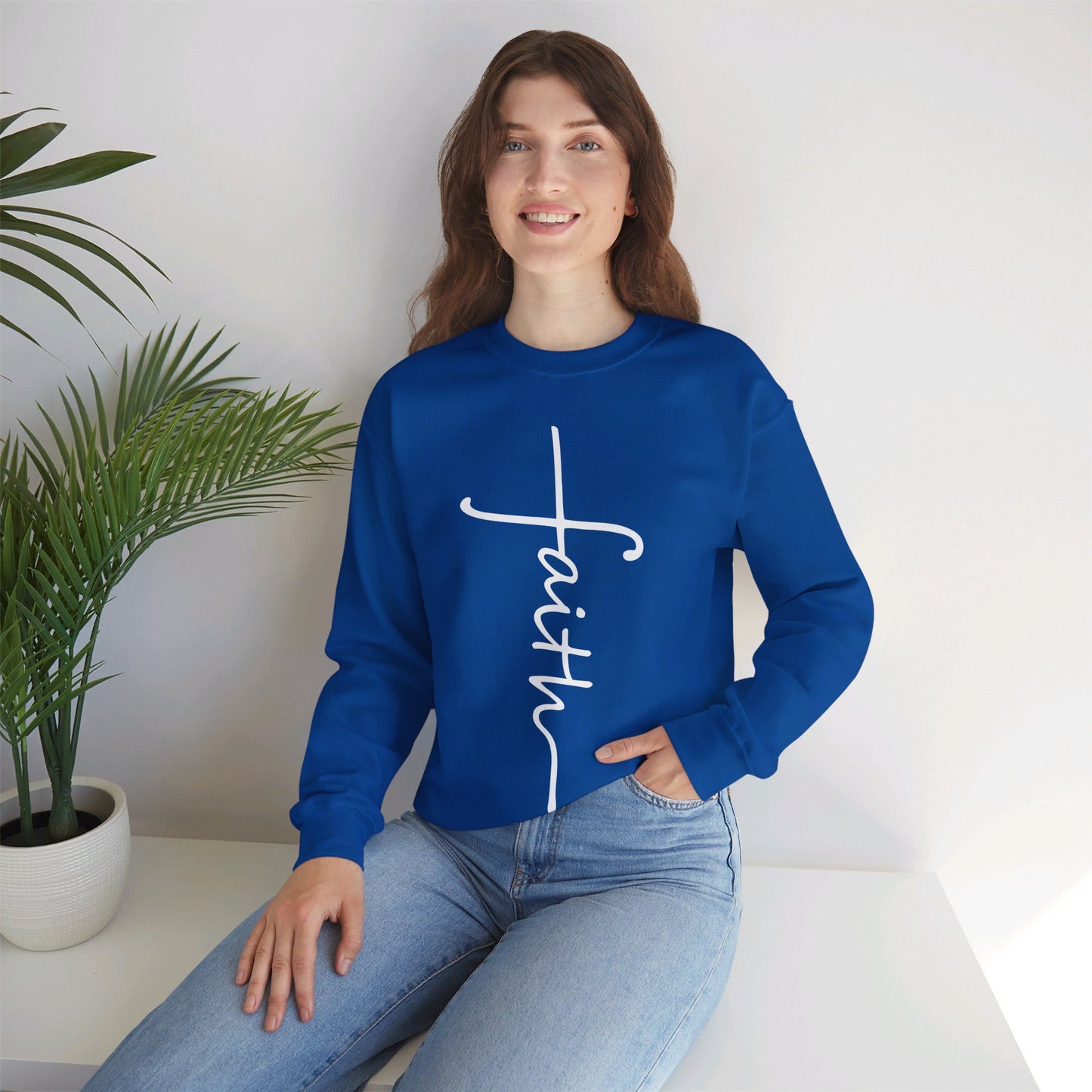 Faith Cross Unisex Heavy Blend™ Crewneck Sweatshirt