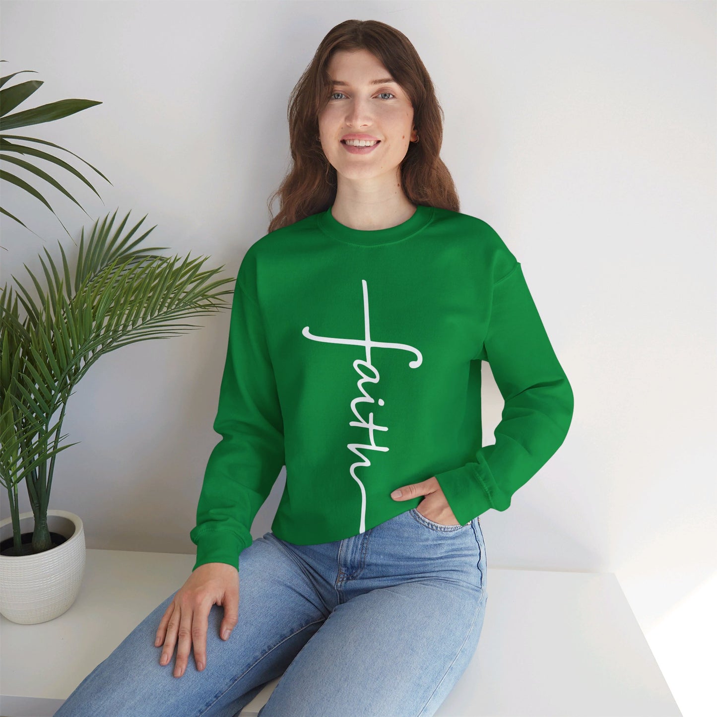 Faith Cross Unisex Heavy Blend™ Crewneck Sweatshirt